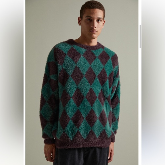 New Men’s AJOBYAJO Harlequin Check Crew Neck Sweater!!🔥🔥🔥 - Picture 1 of 16